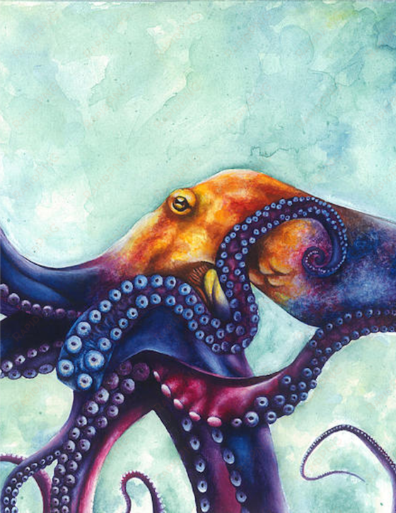 0 - deep sea giant octopus decoration, bedroom living room