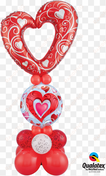 1 red hearts & filigree bubble balloon