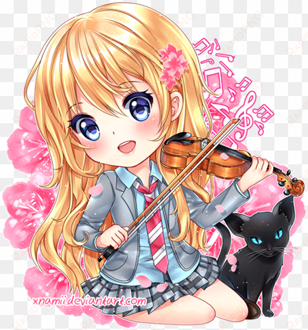 100 Images About Violin On We Heart It - Shigatsu Wa Kimi No Uso Chibi transparent png image