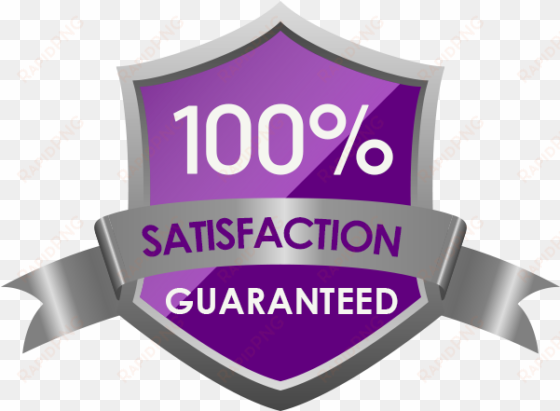100 percent satisfaction - satisfaction guaranteed logo purple