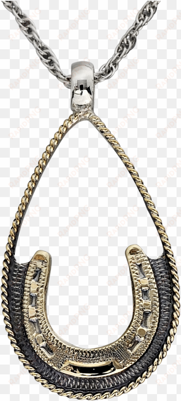 14k gold fill & sterling teardrop horseshoe necklace - locket