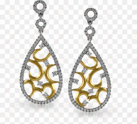 14k gold two-tone diamond earrings - earrings