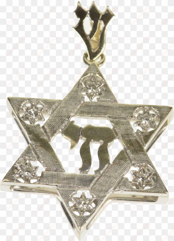 14k jewish hebrew chai star of david diamond symbol - symbol