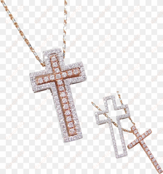 14k white and rose gold - 14k white and rose gold .40 ctw diamond cross necklace