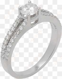 14k white gold diamond ring central stone size 5mm - 14k white gold