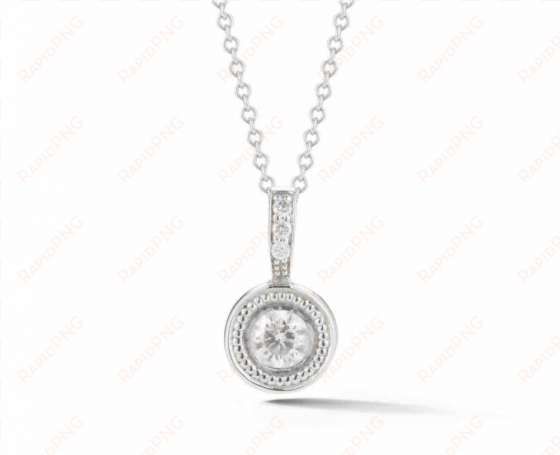14k white gold round diamond milgrain bezel pendant - locket