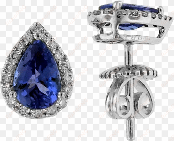 14kt white gold pear shaped tanzanite and round diamond - pear shaped sapphire and diamond earrings