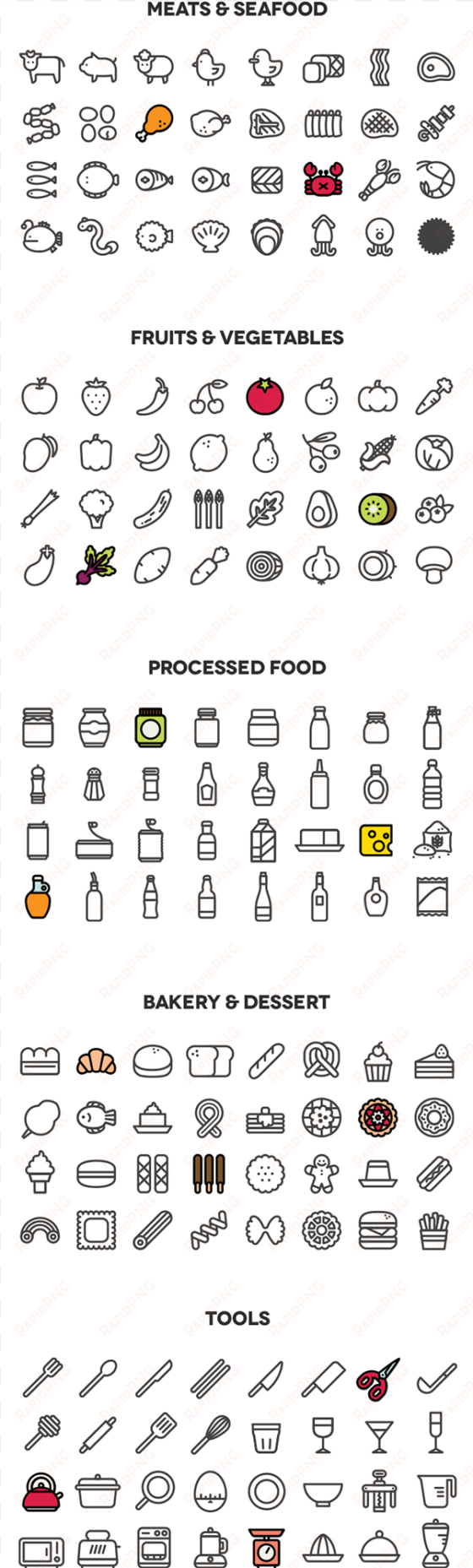 160 Cooking Icons On Behance - Drawing transparent png image