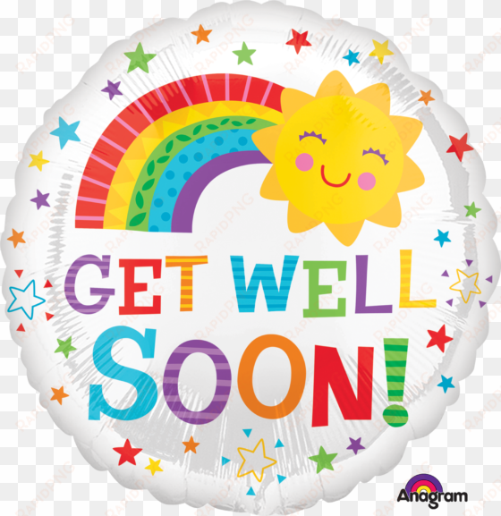 18" get well happy sun foil balloon - get well soon sun round foil helium balloon 43cm /