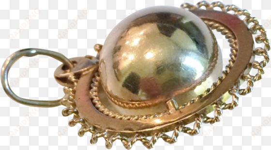 18k gold vintage spinning globe charm/pendant in beautiful - locket