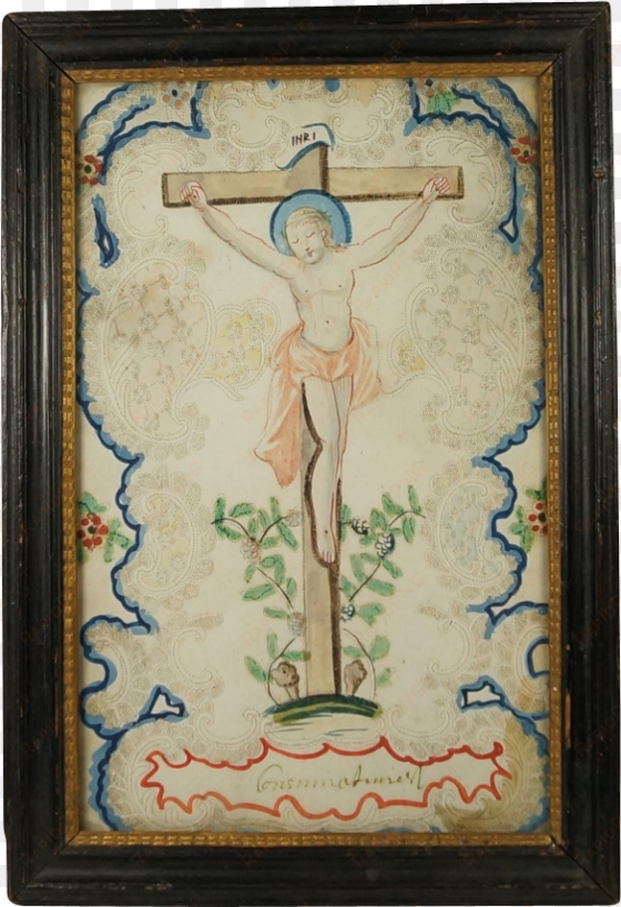 18th century pin pricked watercolor devotional picture - 18th century