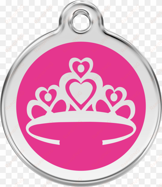 1crhpm, 9330725036970, image - red dingo crown cat id tag - hot pink