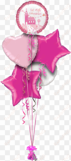 1st holy communion pink religious balloon - best teacher balloons