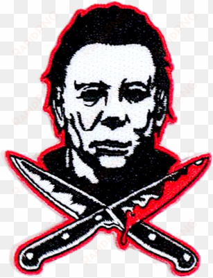 2" Black, White & Red Iron Or Sew On Embroidered Patch - Michael Myers Patch transparent png image