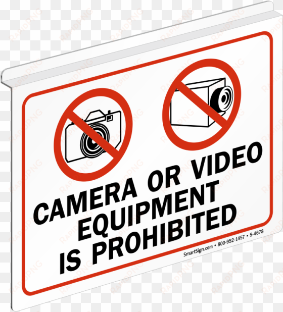 2 sided prohibition z sign for ceiling - rule signs no camera