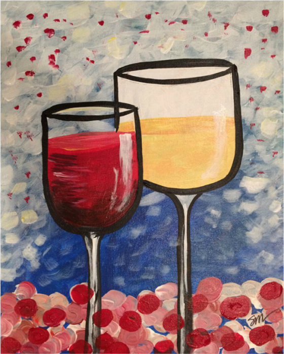 “2 wine glasses” - champagne stemware