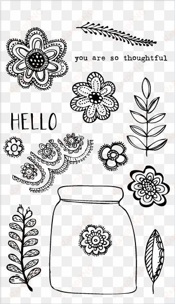 20120 floral lace jar set - flora and fauna rubber stamps