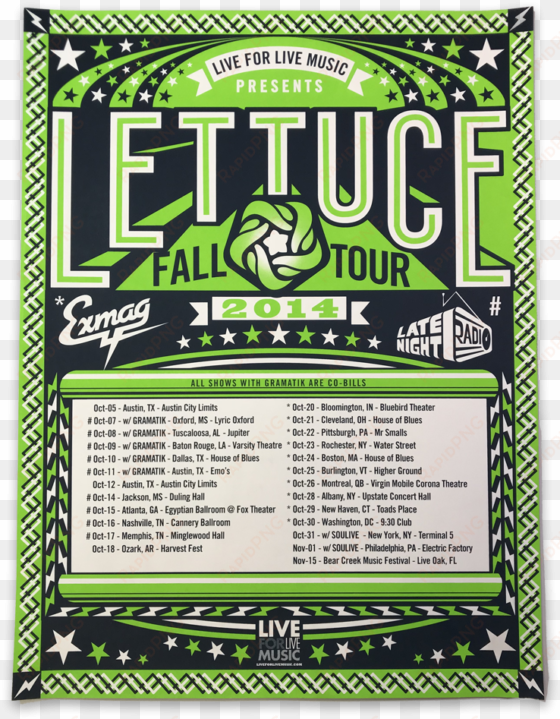 2014 live 4 live music fall tour poster - late night radio
