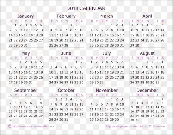 2018 Calendar Clipart Calendar Date Time - 2018 Year Medium Sized Calendar transparent png image