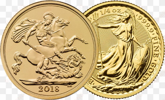 2018 uk full sovereign & britannia 1/4oz gold coin - sovereign