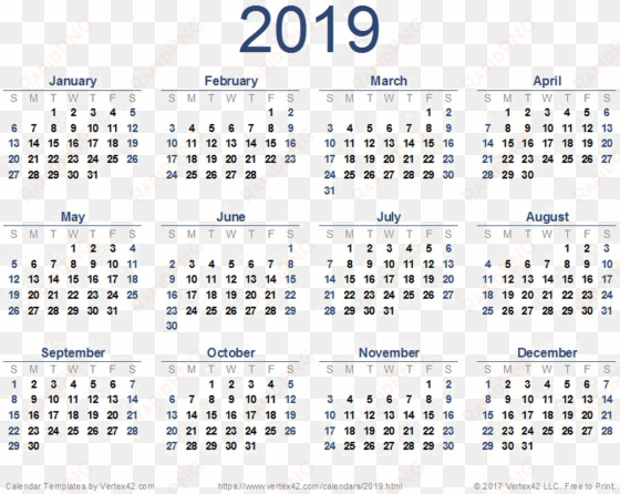 2019 Calendar Png Image - Calendar Template 2019 Pdf transparent png image