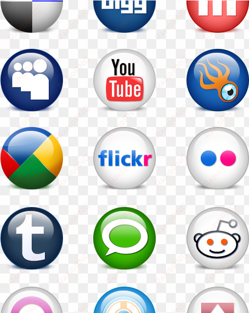 24 glossy social media icons - 3d round social media icons