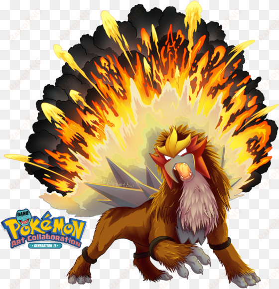 #244 entei used eruption and sacred fire in the game - digital art