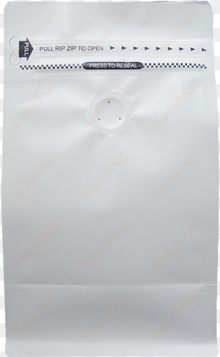 250g box bottom bag with zip, valve and slit, white - box bottom with rippa zippa