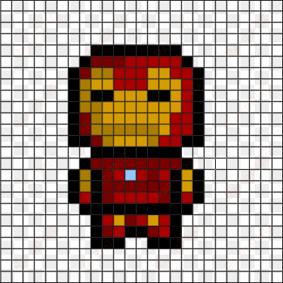 2d iron man helpful grid - pixel art easy iron man