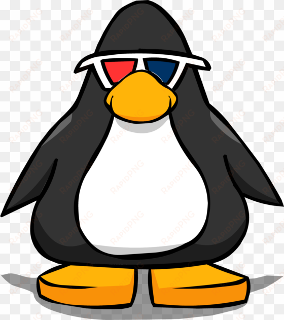 3d glasses on a player card - club penguin black penguin