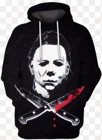 3d michael myers tshirt - rock rebel halloween 2 micheal myers cross knives bi-fold