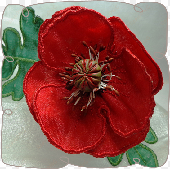 3d red poppy fabric flower - textile