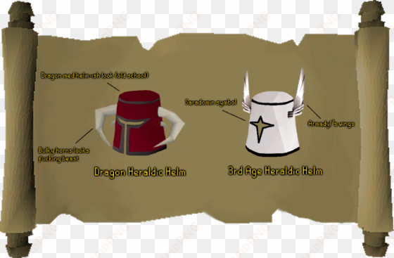 3rd age & dragon heraldic helmets - runescape quest