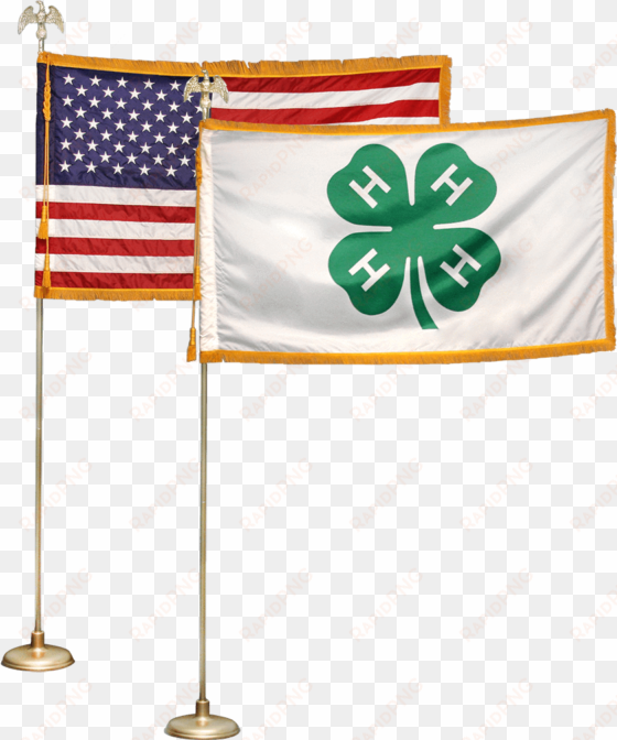 4' x 6' mounted 4-h and usa flag set - 4 h flag and american flag