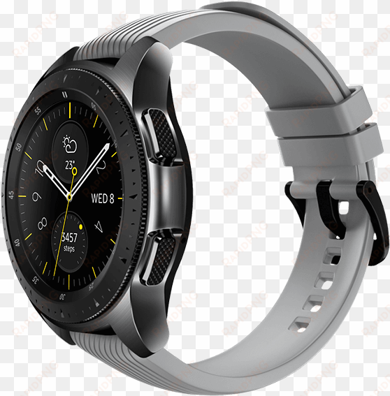 42mm galaxy watch in midnight black on left with lunar - samsung galaxy watch 46mm midnight black