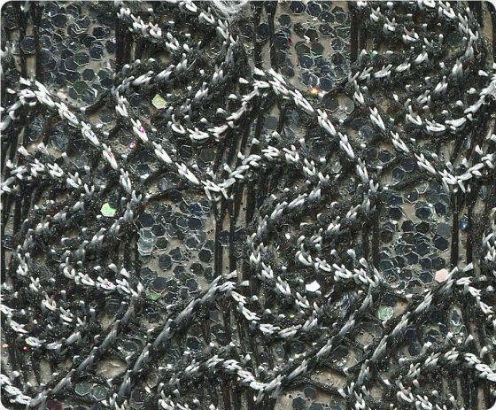 46 black white knitted silver sparkle fabric swatch - cobblestone