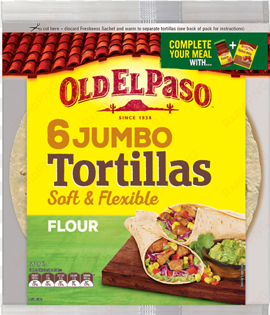 6 pack jumbo tortillas - old el paso crunchy taco kit garlic