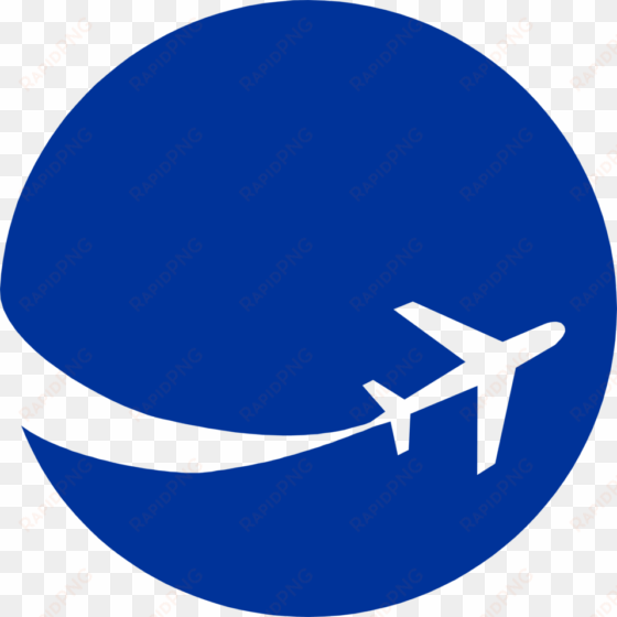 6461 illustration of an airplane silhouette on a blue - airplane in circle logo