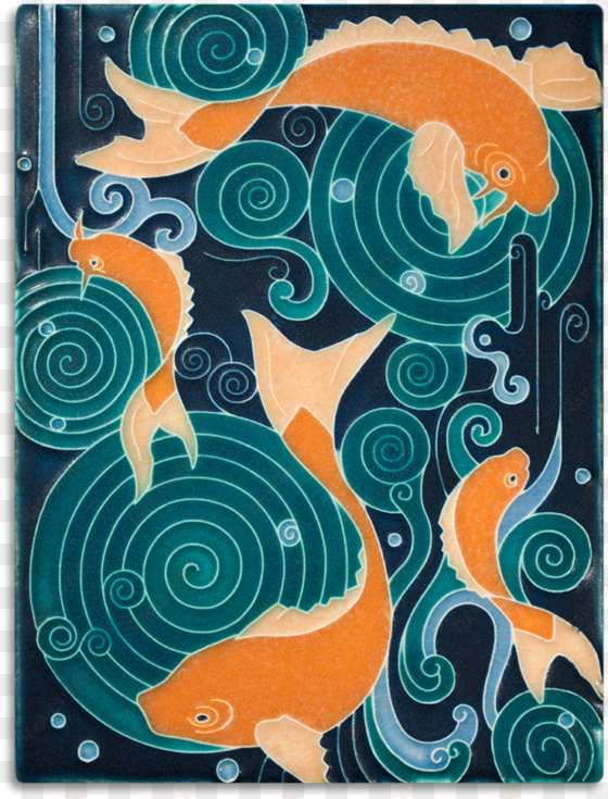 6815tu koipond turquoise 1,000×1,000 pixels - motawi tile koi