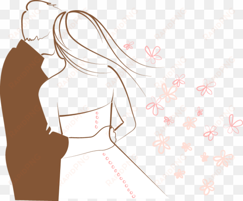 718 Х 593 Couple Clipart, Bride And Groom Silhouette, - Wedding Background transparent png image