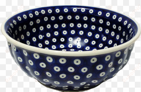 9" salad bowl in polka dot pattern - ceramic