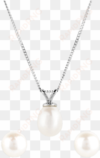 9ct gold freshwater pearl pendant and earring set - dyrberg/kern