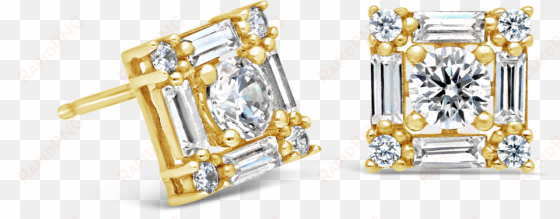 9ct gold square cubic zirconia stud earrings nwj - earrings