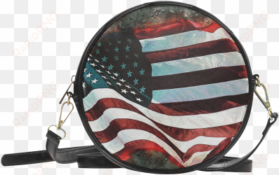 a abstract waving usa flag round sling bag - miraculous ladybug marinette purse