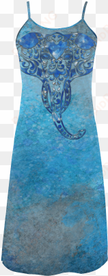 a blue watercolor elephant portrait in denim look alcestis - slip dress