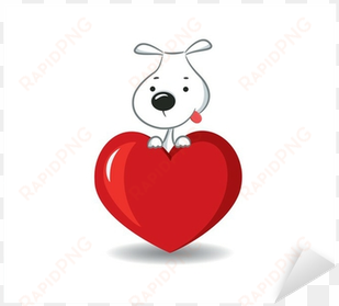 a funny dog sitting on the red heart -vector illustration - dog love 04 tile coaster
