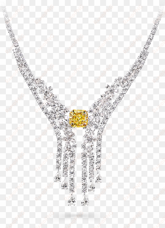 a graff yellow and white diamond necklace featuring - necklace