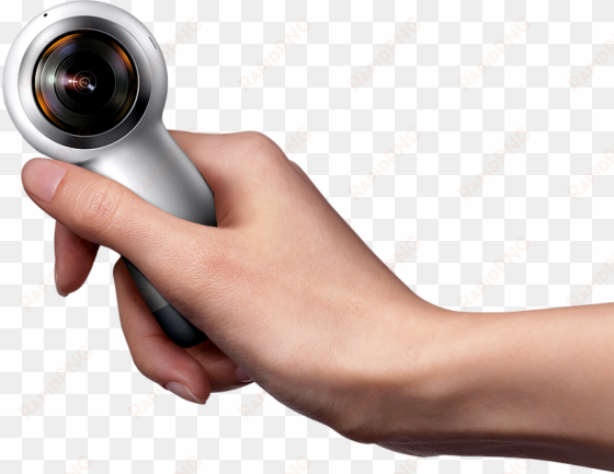 a hand holding the new gear 360 moves from the right - official samsung gear 360 2017 4k vr camera