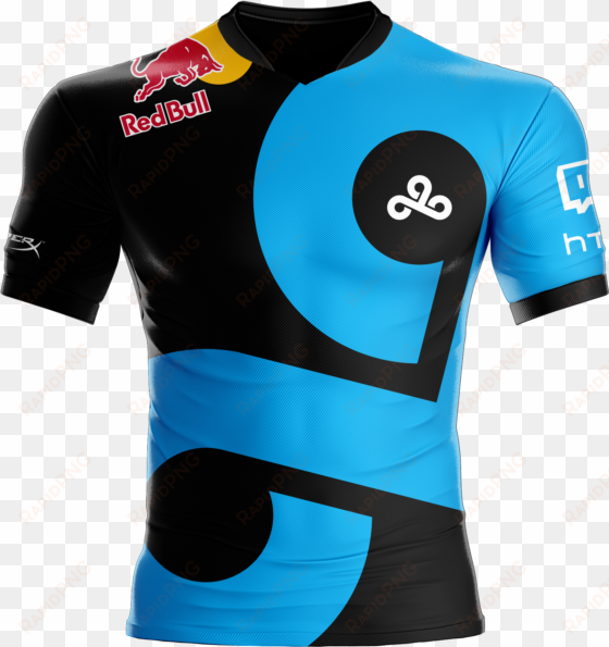 a mockup of a cloud9 jersey featuring the red bull - cloud 9 red bull jersey