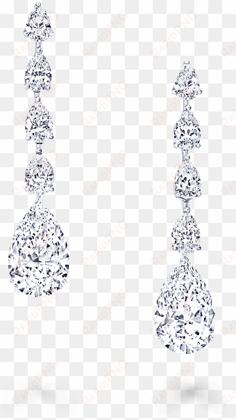 A Pair Of Graff Pear Shape Diamond Earrings - Earrings transparent png image